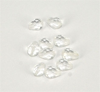 Klare  glasdråber med facet, 5 x9 mm, 10 stk.